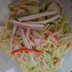 パスタリメイク♪めんつゆで☆和風サラスパ